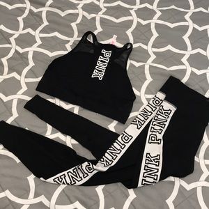 Pink Victoria Secret Leggings (M) & Sports Bra (L)